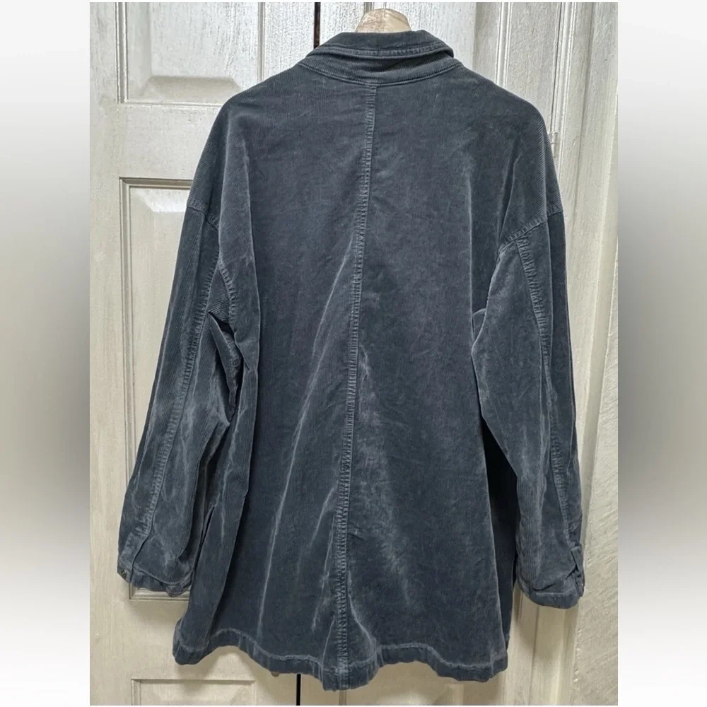 Anthropologie Pilcro Women M Washed Corduroy Blazer Boxy Oversized Slouchy Blue - Picture 3 of 13